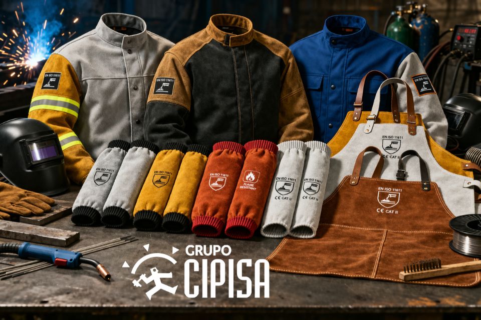 Manguitos, chaquetas y delantales de soldadura para protección profesional