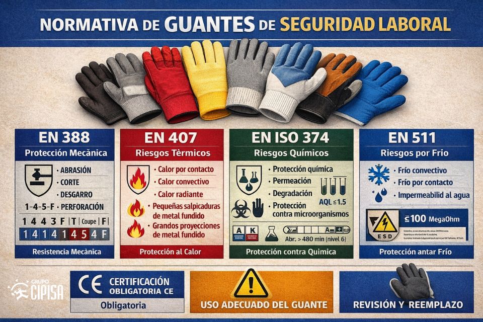 Normativa de guantes de seguridad laboral de Grupo Cipisa