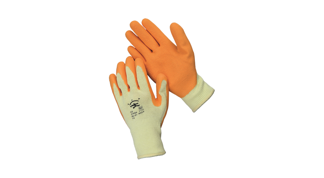 Guante poliéster amarillo látex rugoso GU014023