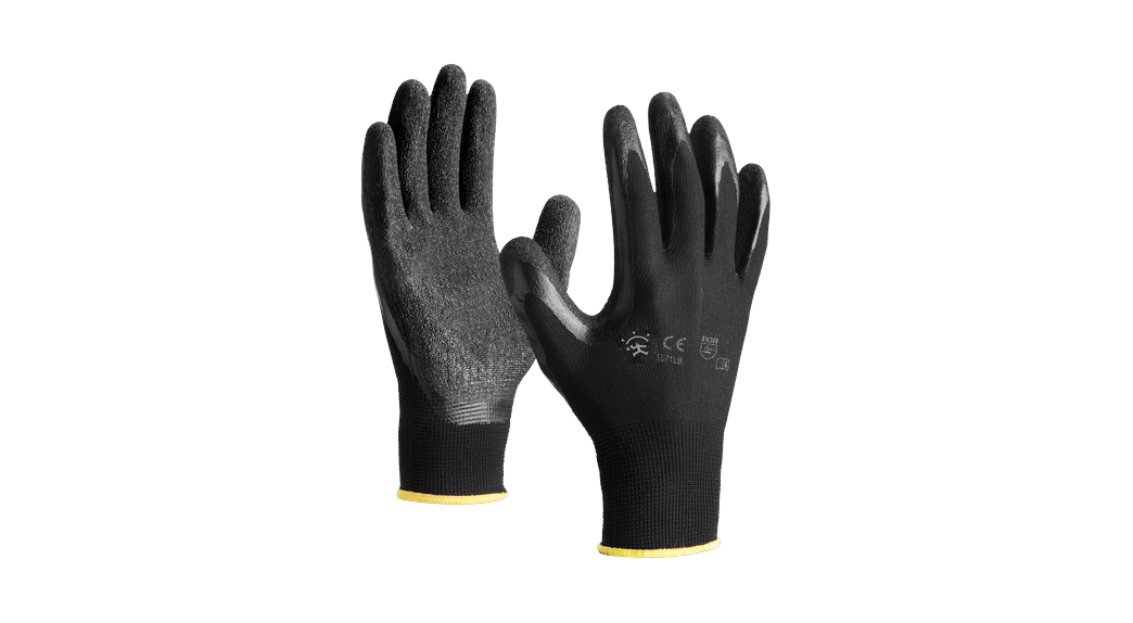 Guante hilo continuo negro látex rugoso GU014025