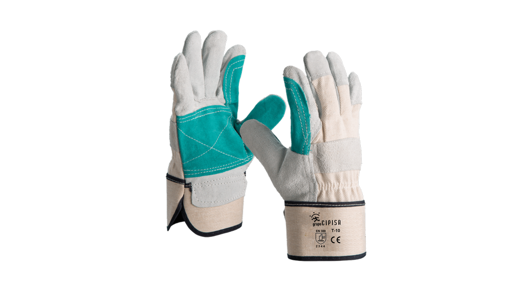 Guante tipo americano de serraje vacuno crupón gris reforzado GU014506DP