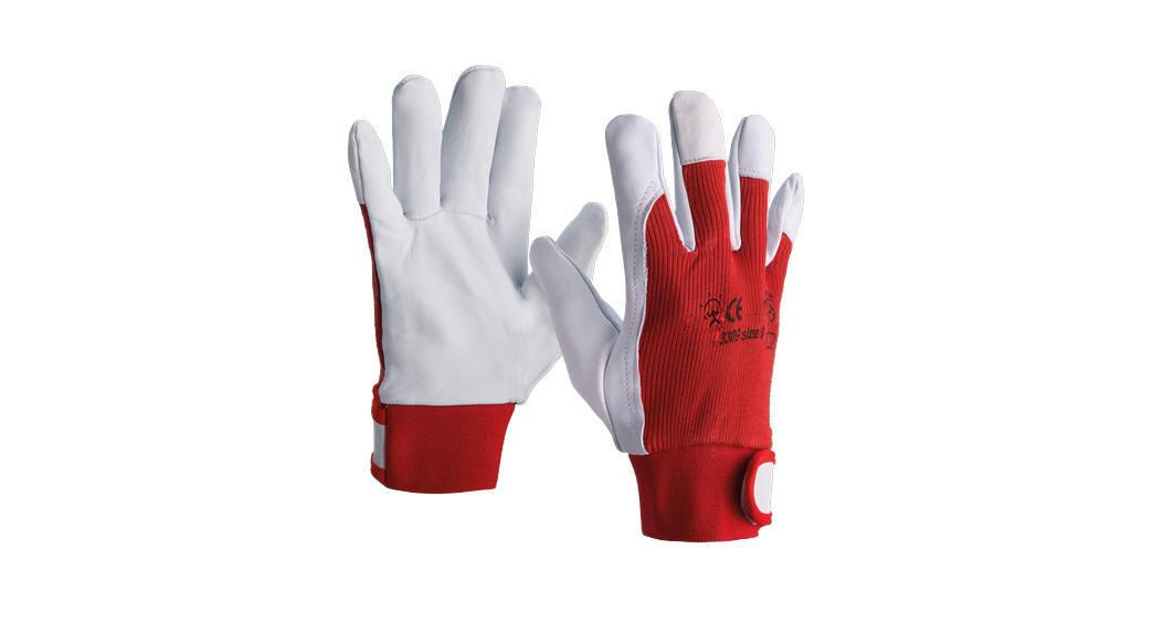 Guante piel flor vacuno en palma, uñeros, pulgar e índice GU015006