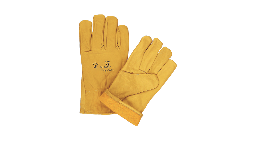 Guante tipo conductor piel flor vacuno color amarillo GU016021F