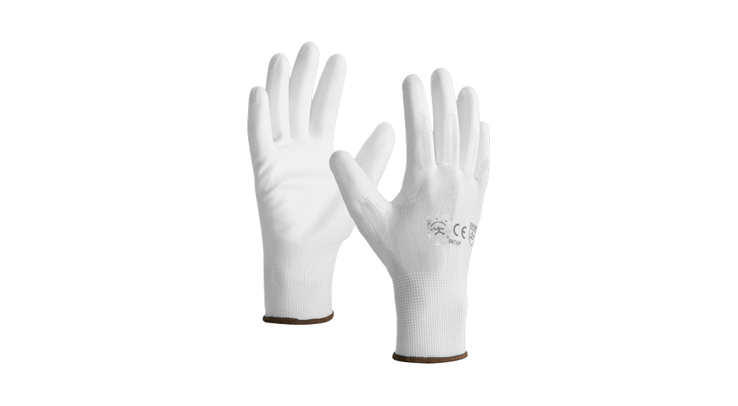 Guante soporte poliéster poliuretano blanco GU025071P