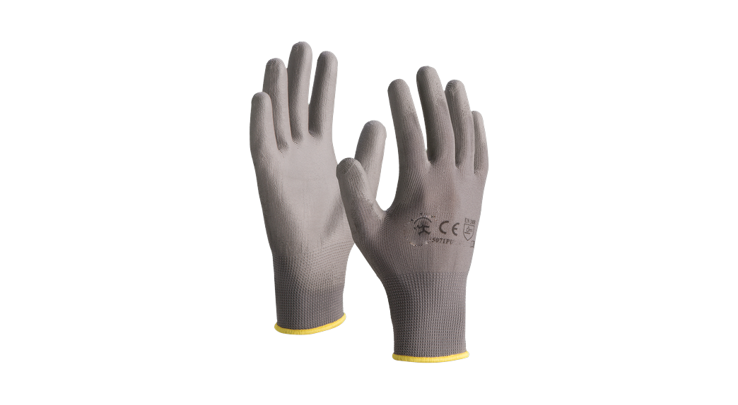 Guante soporte poliéster poliuretano gris GU025071PU