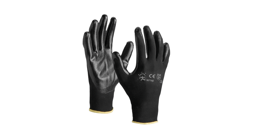 Guante soporte poliéster negro sin costuras GU029004