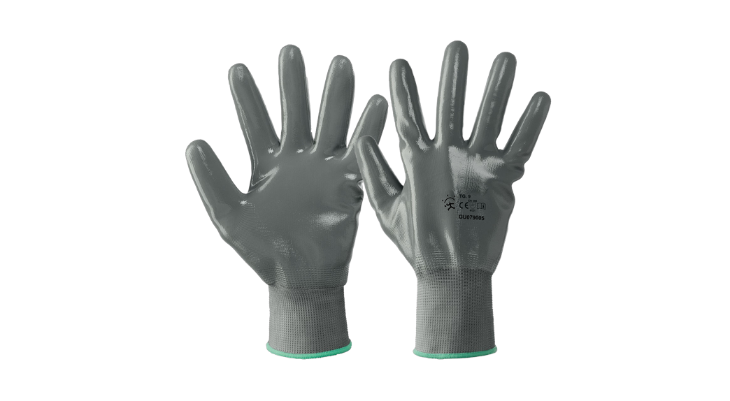 Guante soporte poliéster nitrilo gris GU079005