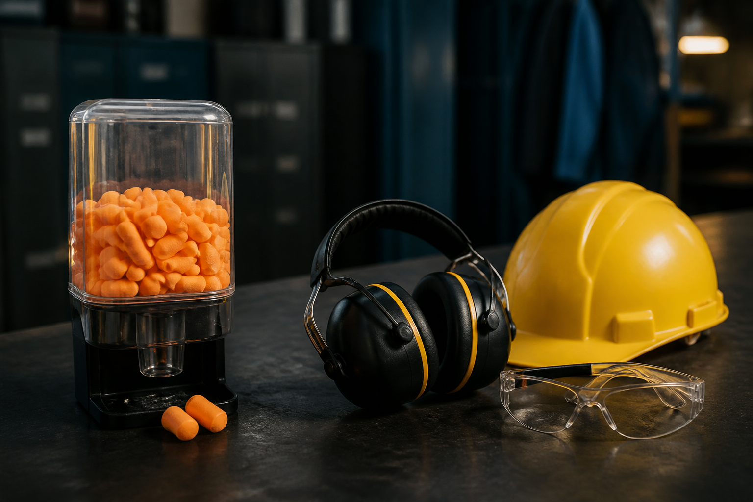 Tapones, orejeras y casco para protección auditiva